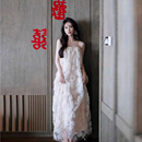 法式 白色抹胸晨袍蕾丝迎宾轻婚纱宴会晨旅拍高腰新娘结婚晚礼服裙