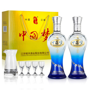 中国梦白酒整箱特价 送酒具 2瓶礼盒装 浓香型纯粮食52度500ml