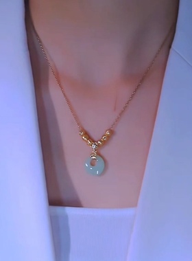 绿色平安转运珠项链女2025新款爆款高级感轻奢小众网红夏天锁骨链