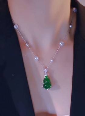 新中式绿色葫芦吊坠项链女2025新款气质轻奢锁骨链小众设计感简约