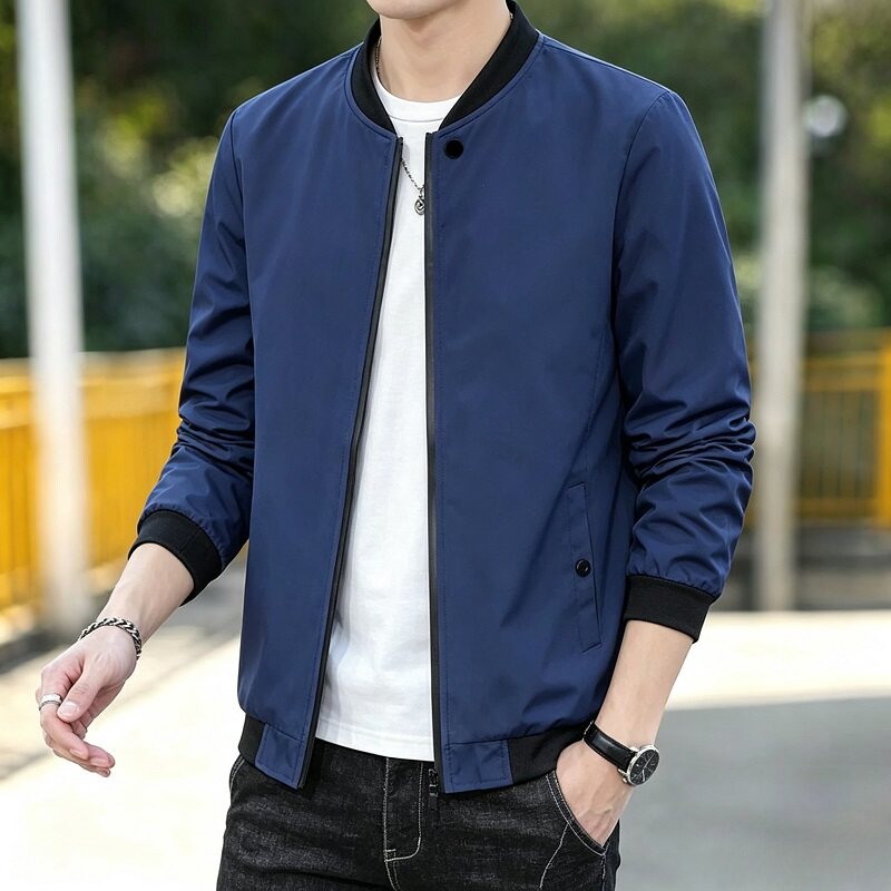 男士春秋季外套韩版潮流休闲棒球服夹克青年修身薄款立领夹克衫男
