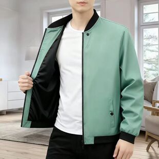 男士外套春秋季薄款夹克外套男青少年休闲韩版潮流棒球领夹克男