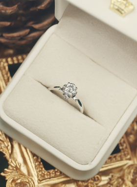 艺升缘珠宝白兰戒指定制S925银50分莫桑石女士钻戒原创设计