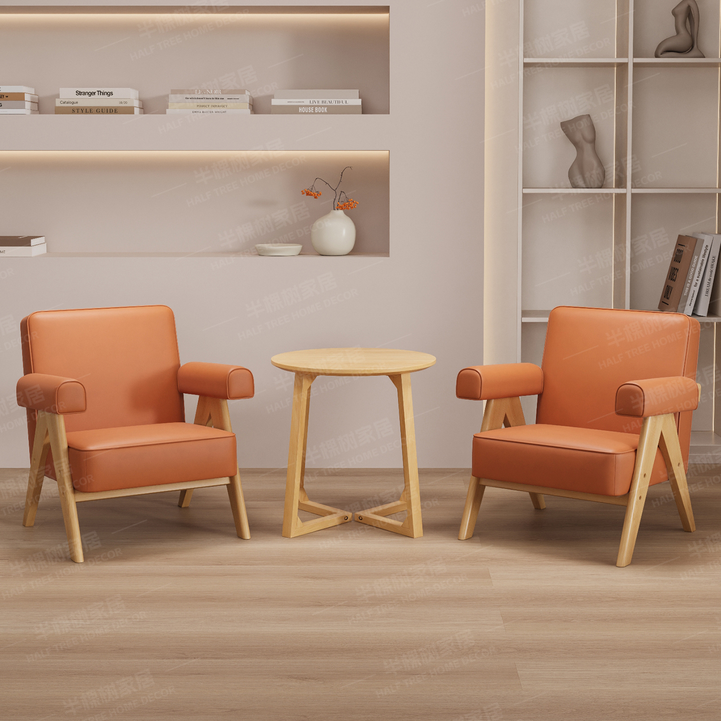 休息区简易客厅实木单人出租房