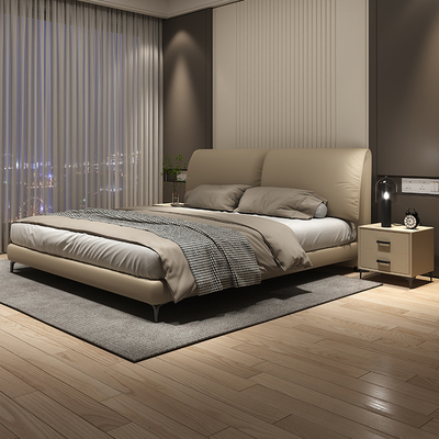 CBD官方意式极简真皮床现