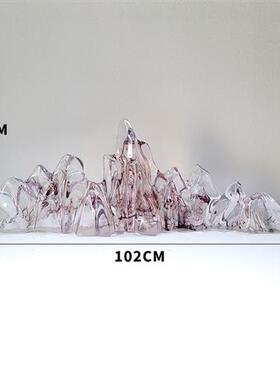 透明假山形树脂雕塑现代办公室酒店客厅家居软装饰工艺品装置摆件