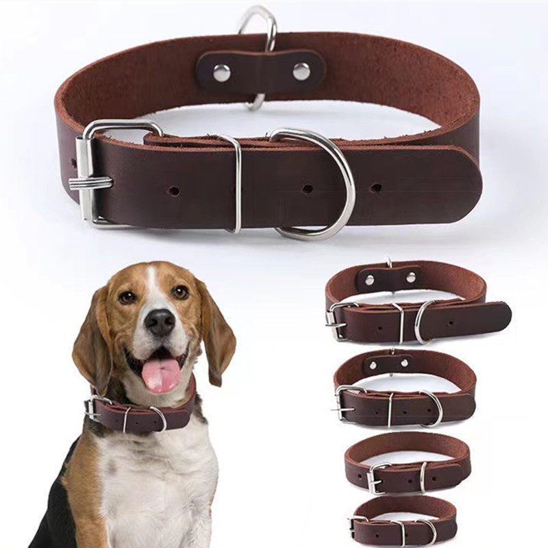 包邮小中大号牛皮项圈头层牛皮颈圈狗圈狗链子脖圈宠物用品狗项圈