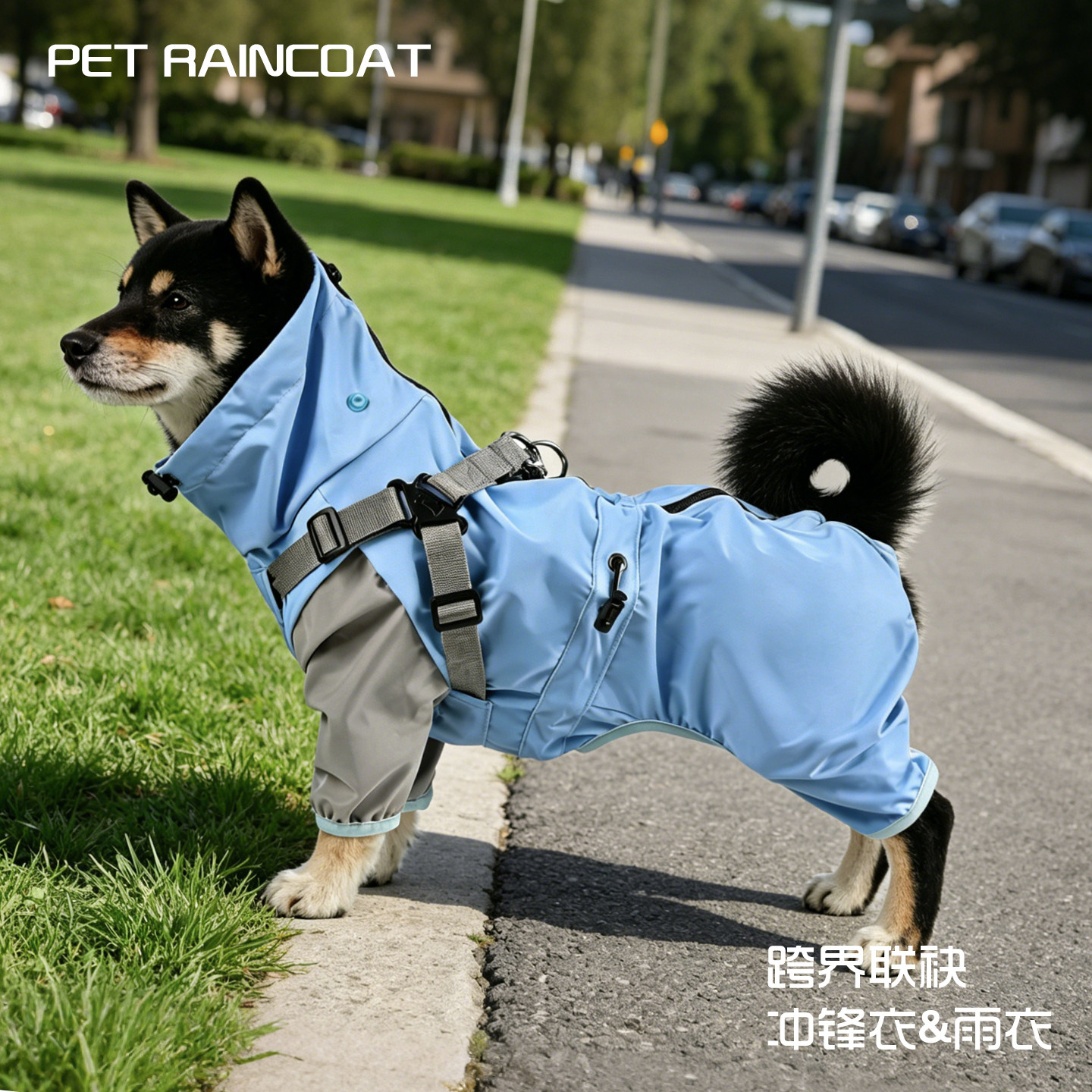 狗狗四脚雨衣柴犬四脚防水雨披比狗宠物服装/雨衣