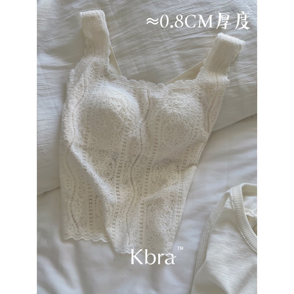 Kbra法式蕾丝保暖吊带背心女士2025新款冬季带胸垫内搭可外穿上衣