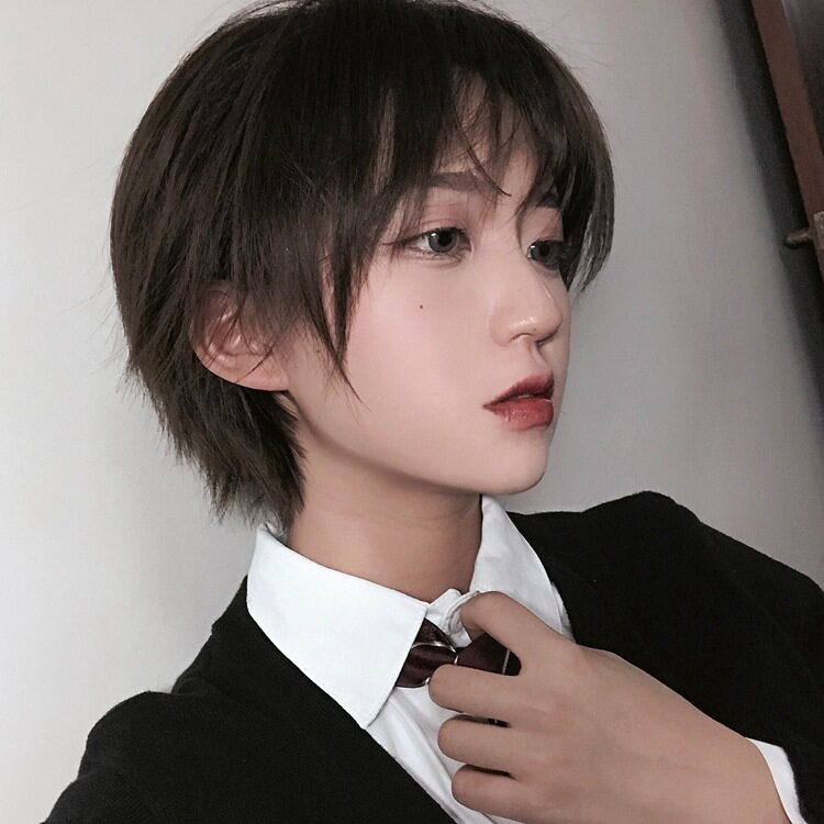 短发帅气女伪男装假发 中性斜刘海短套假发