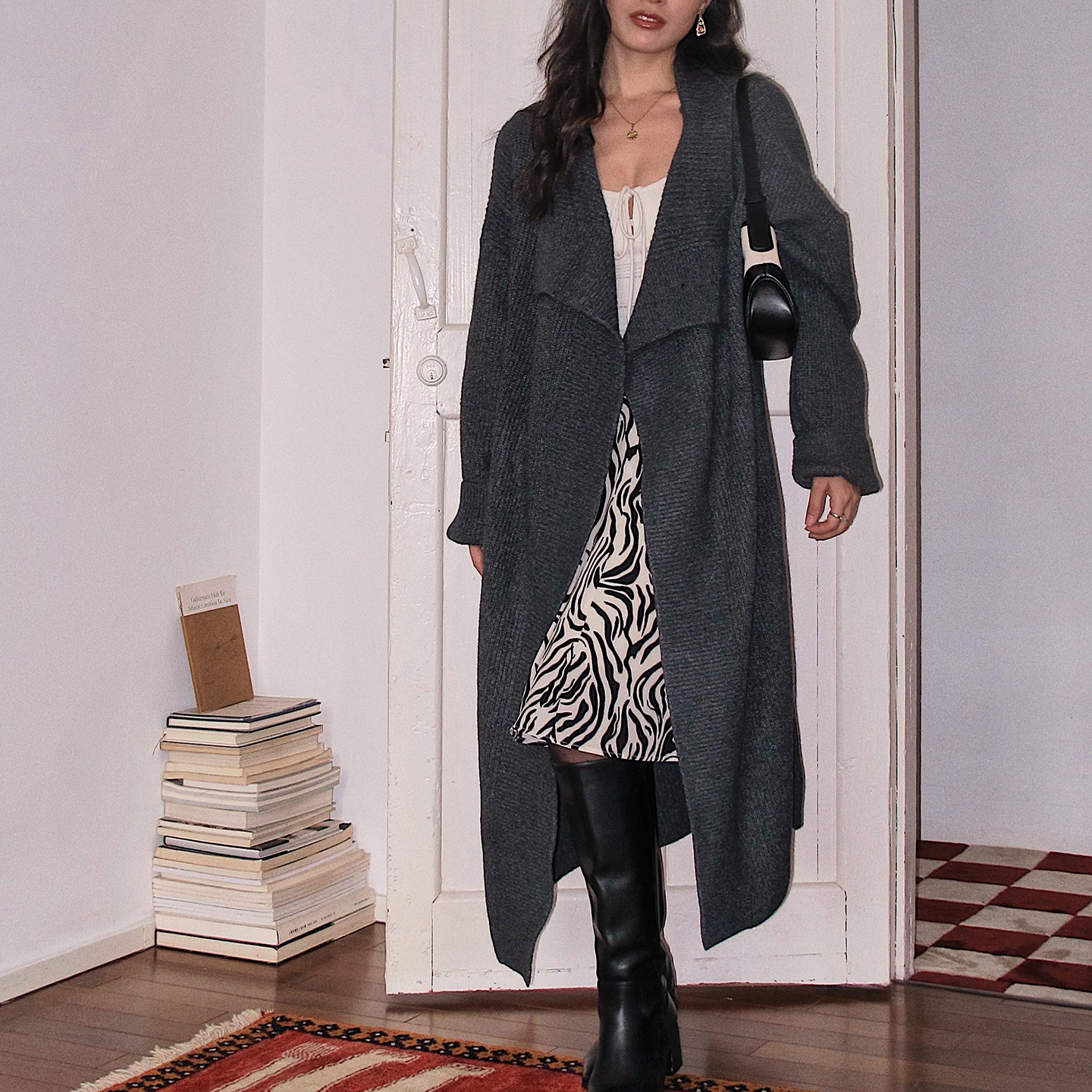 法式慵懒长款毛衣开衫女秋冬