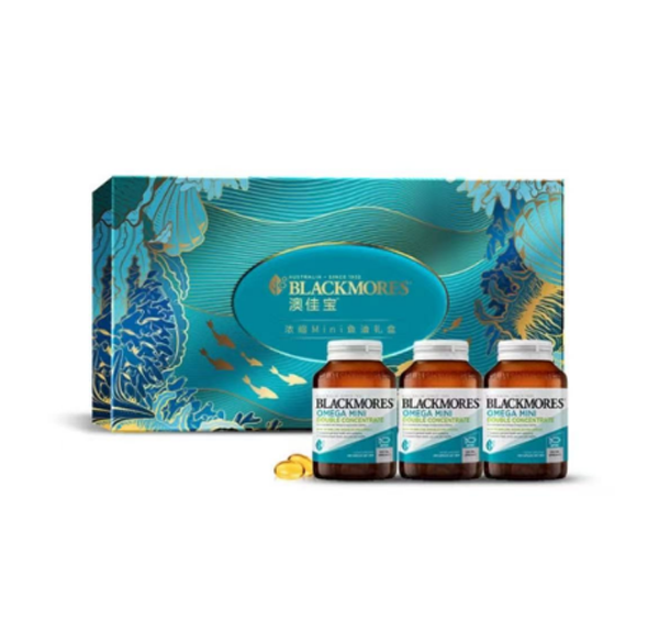 澳佳宝Blackmores高浓缩迷你鱼油礼盒小粒鱼油200粒*3