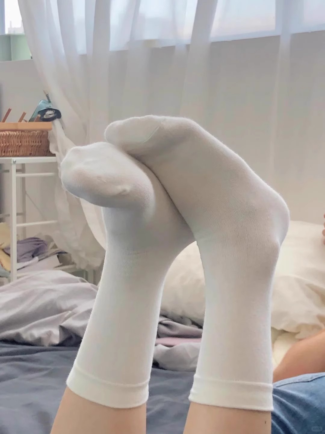 无骨袜白色堆堆袜子女中筒袜