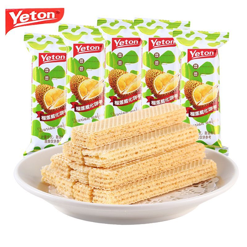 粤统榴莲威化饼干500g休闲零食办公室下午茶小吃