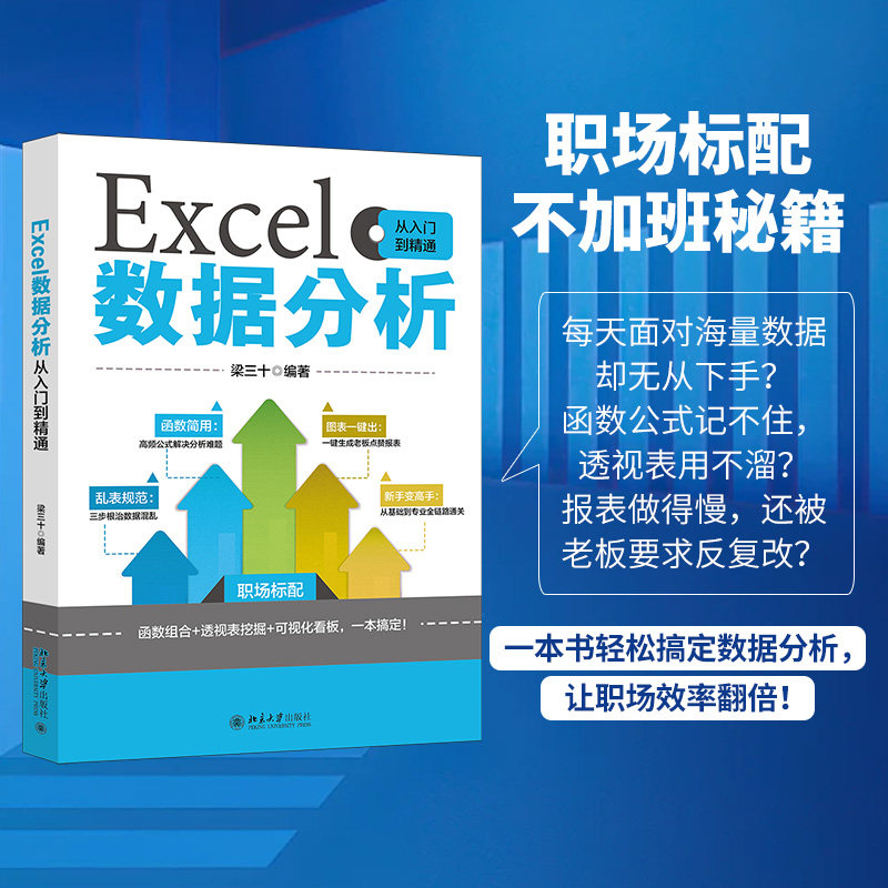 Excel数据分析从入门到精通 零基础入门 实战案例 函数详解 数据可视化 图表制作 逻辑思维 零基础入门9787301364123