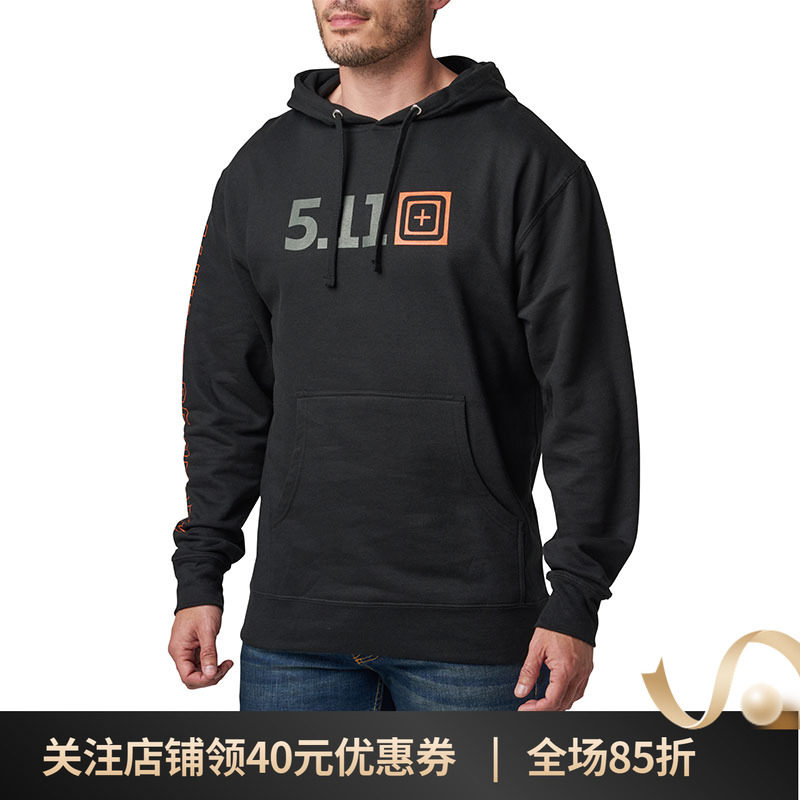 美国5.11男士城市休闲卫衣511 男标志长袖连帽衫76314【福利款】