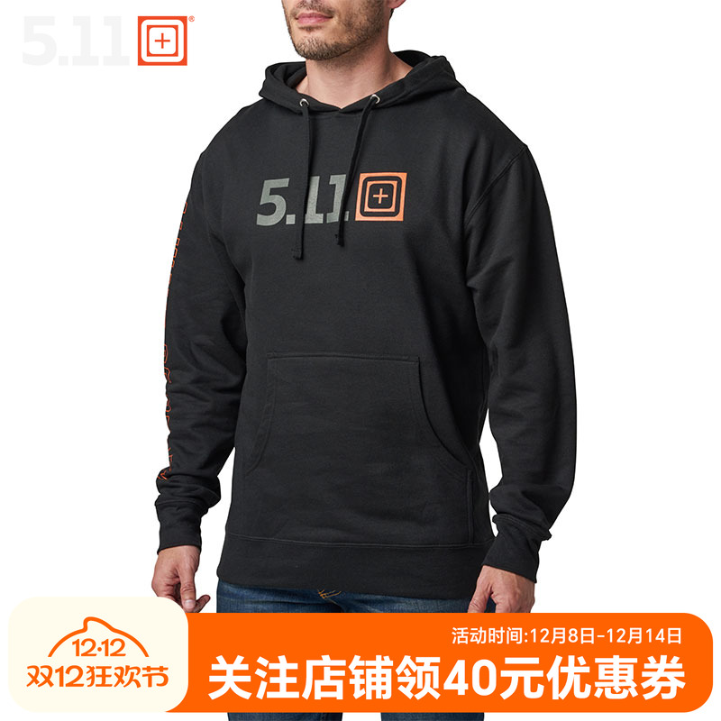 美国5.11男士城市休闲卫衣511 男标志长袖连帽衫76314【福利款】