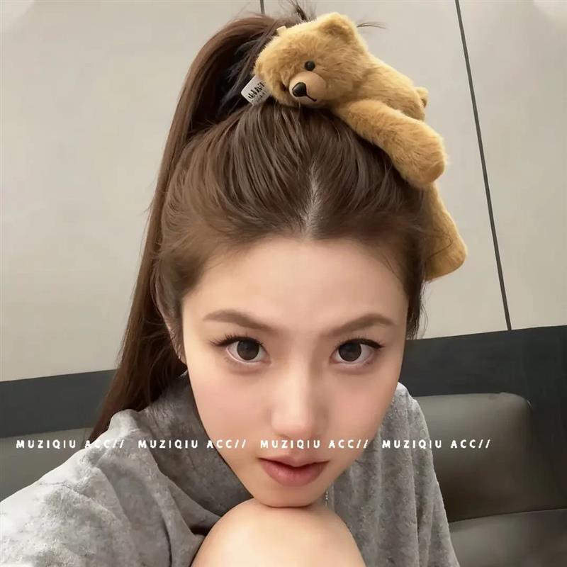【下单立减50】独特个性可爱小熊毛绒发夹卡通玩偶刘海夹少女心HX