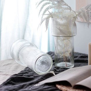 北欧简约创意火炬透明花瓶水养玫瑰花百合玻璃插花瓶客厅餐桌摆件