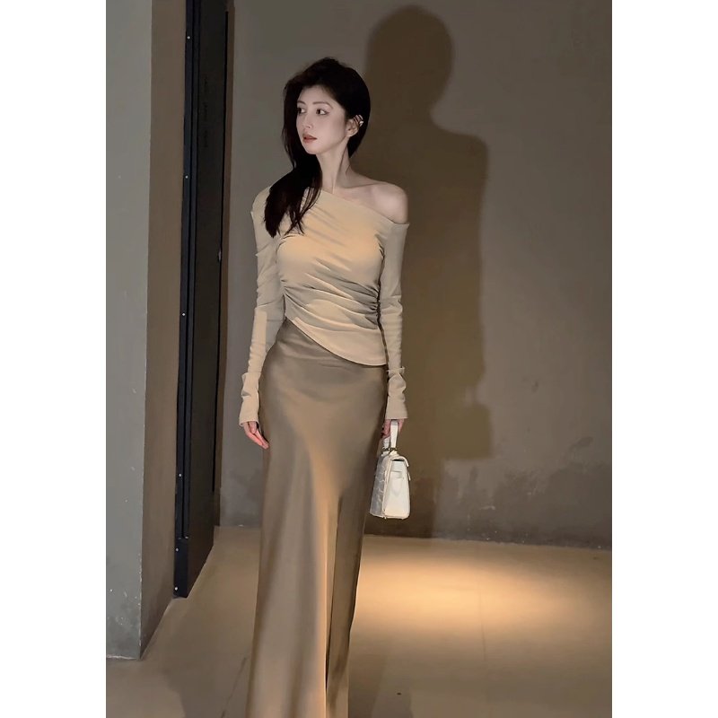 纯欲性感露肩上衣半身裙套装裙女