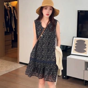 设计感小众气质时尚 法式 新款 碎花无袖 显瘦裙子潮 连衣裙女2025夏季