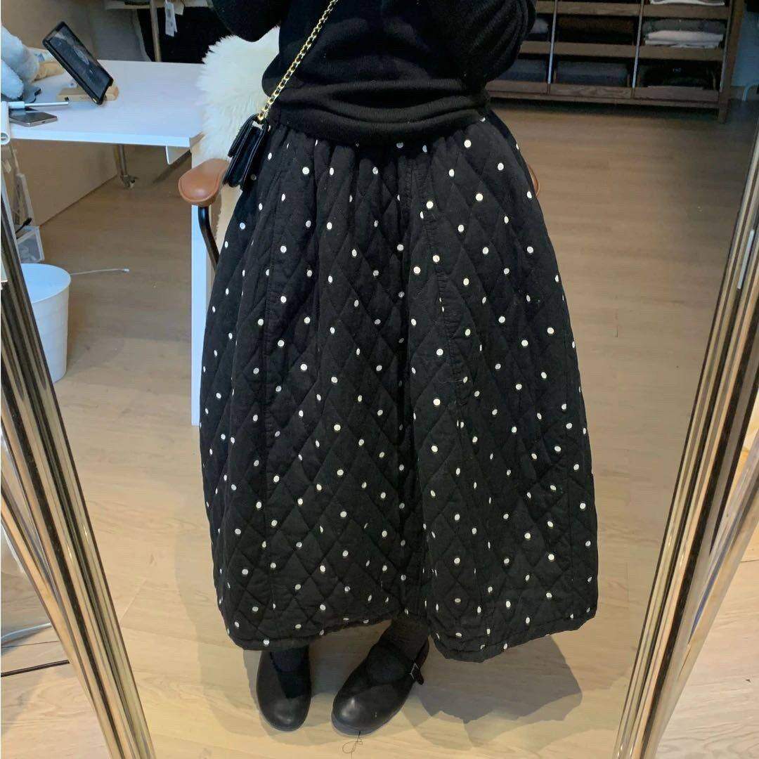 韩系波点百搭花苞高腰显瘦梨形秋季新款中长秋冬半身裙黑色半身裙,女装/女士精品,半身裙,淘宝优惠券,粉丝福利购,淘宝优惠卷