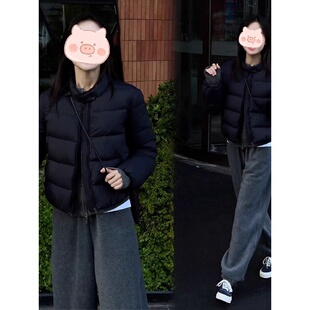 深藏青色加厚保暖短款棉服外套女秋冬新款小个子面包服上衣休闲裤