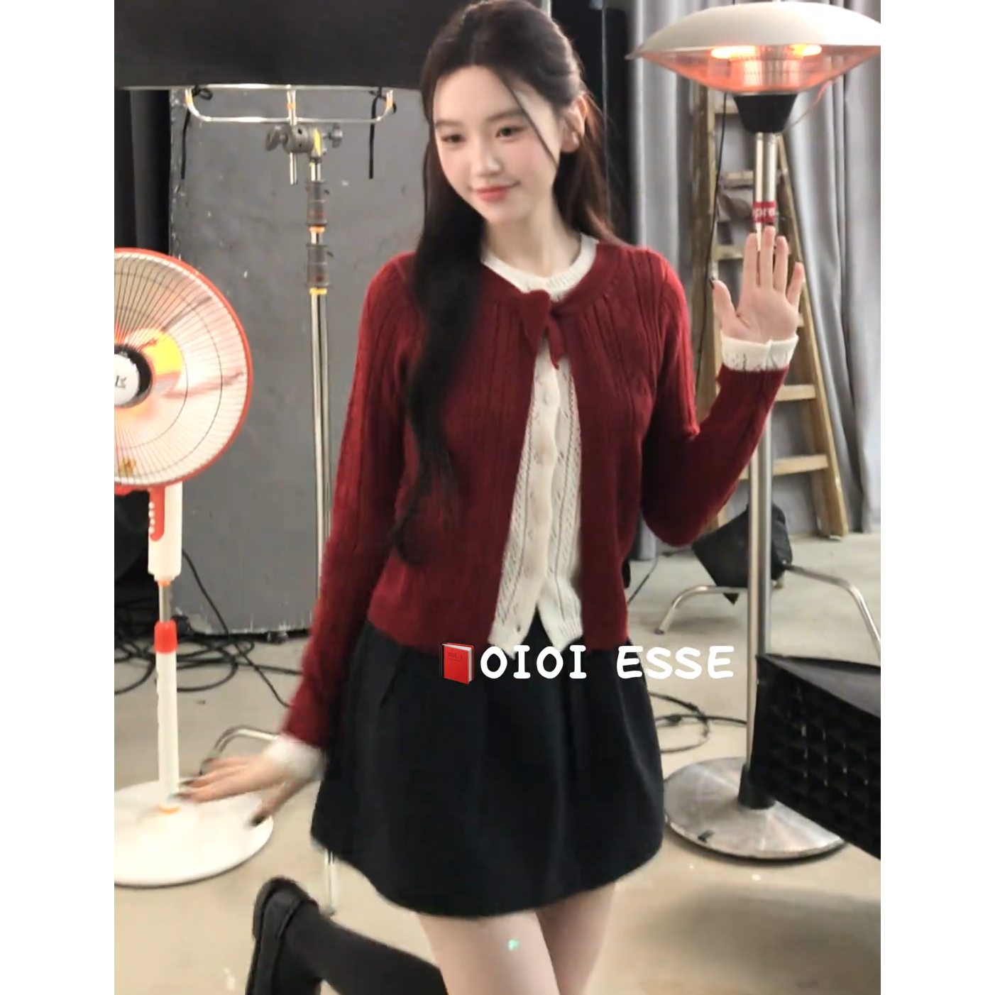 秋冬穿搭一整套女2026新款甜美减龄红色拼接假两件针织衫百搭短裙,女装/女士精品,时尚套装,淘宝优惠券,粉丝福利购,淘宝优惠卷