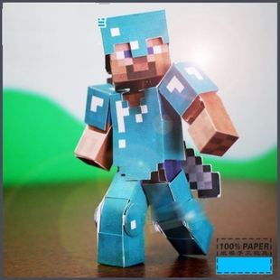 史蒂夫我的世界纸模可动我的周边僵尸凋零铁镐玩具苦力怕手工砖石
