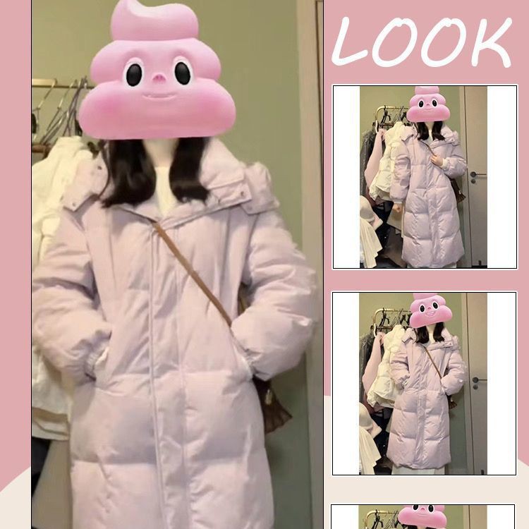 冬季羽绒棉服女中长款2024新款学生韩版宽松加厚连帽棉衣棉袄外套