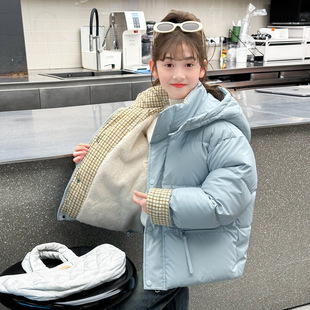 2025秋冬季新款女童中大童羽绒棉服加绒加厚宝宝洋气免洗冬装外套