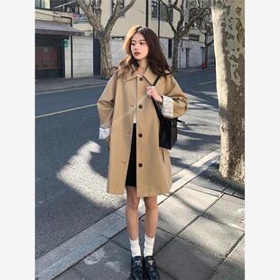 卡其色韩系风衣外套女春秋2024新款今年流行休闲风小个子垂感上衣