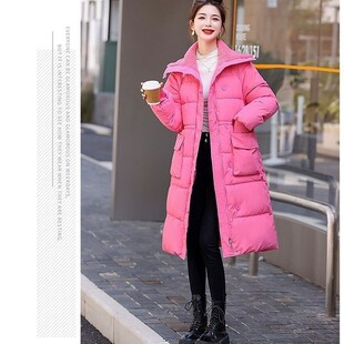 2024新款女款羊羔毛大翻领外套 韩版长款羽绒棉服 秋冬季宽松加厚