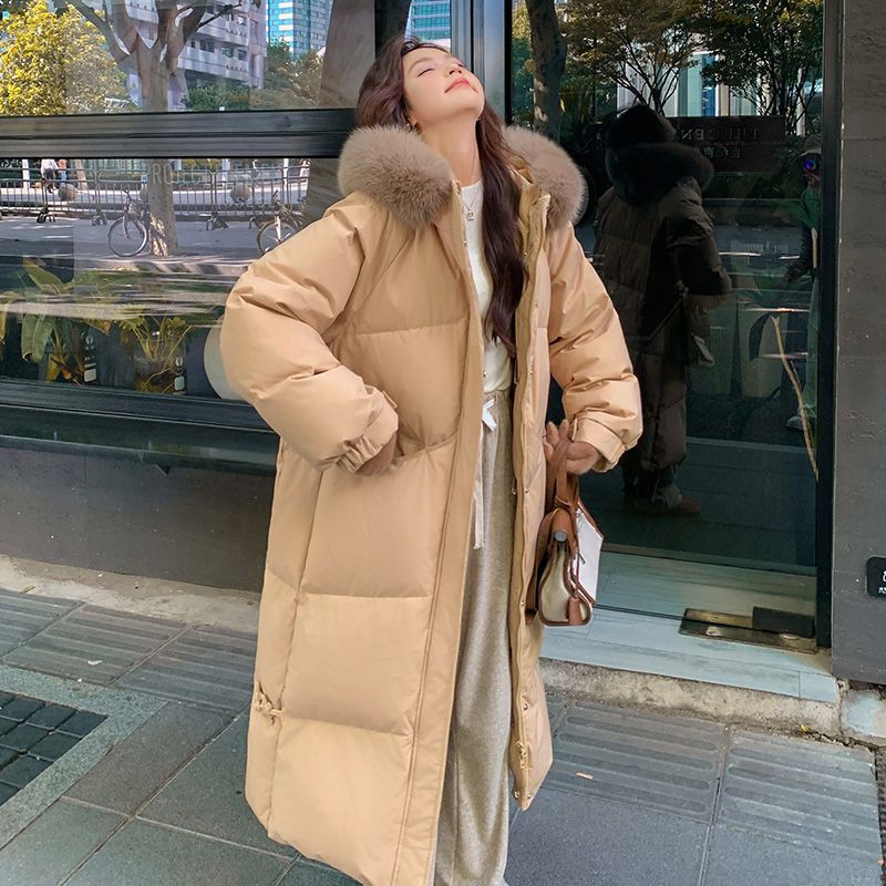 冬季羽绒棉服女长款过膝韩版宽松大毛领加厚棉衣2024新款棉袄外套