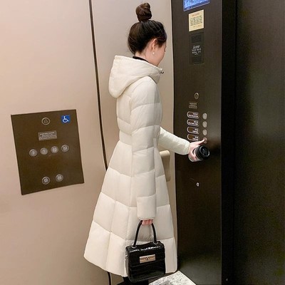 中长款羽绒服女2024冬季新款时尚高级感修身显瘦白鸭绒小个子外套