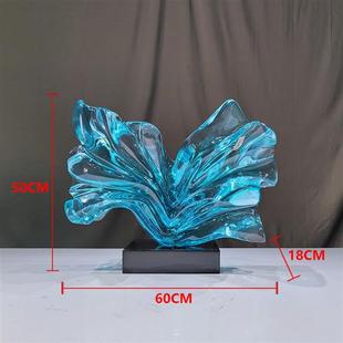 酒店玄关水晶透明树脂摆件大堂样板房抽象透明落地雕塑摆件厂家