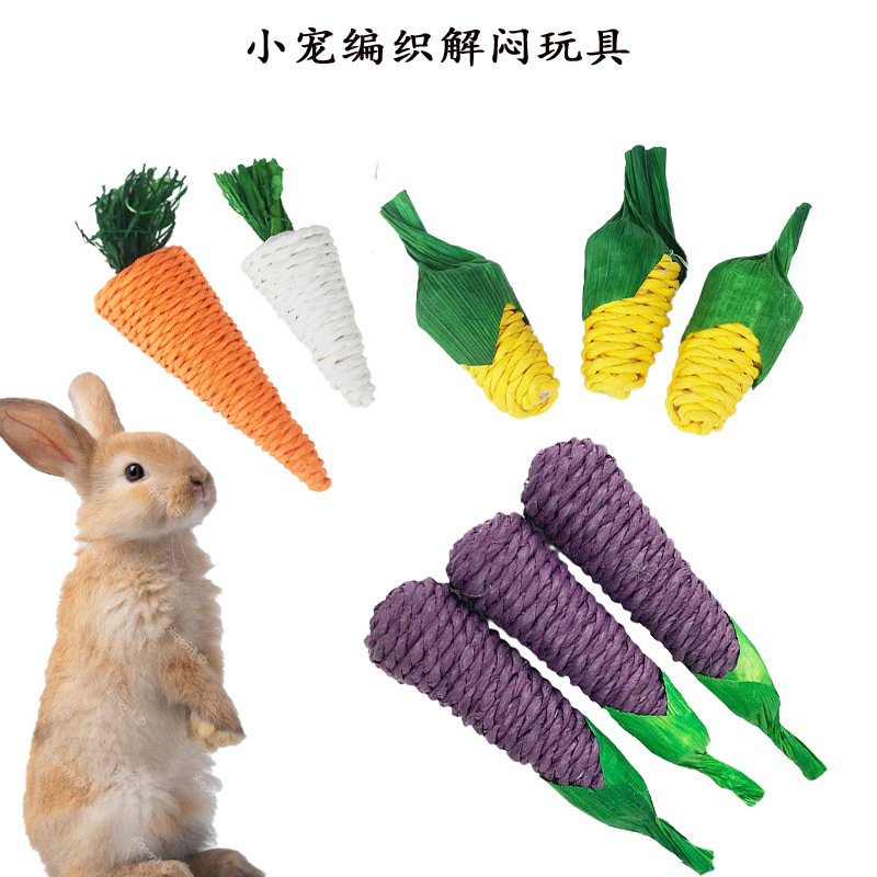 兔子宠物用品手工编织玩具胡萝卜解闷可爱创意豚鼠龙猫猫咪小玩具