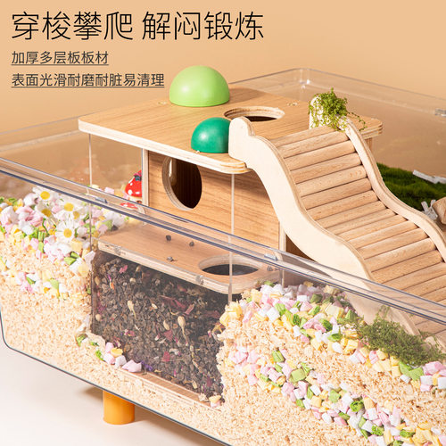 仓鼠躲避窝金丝熊挖掘盒透明亚克力挖掘池小宠物躲避屋造景用品