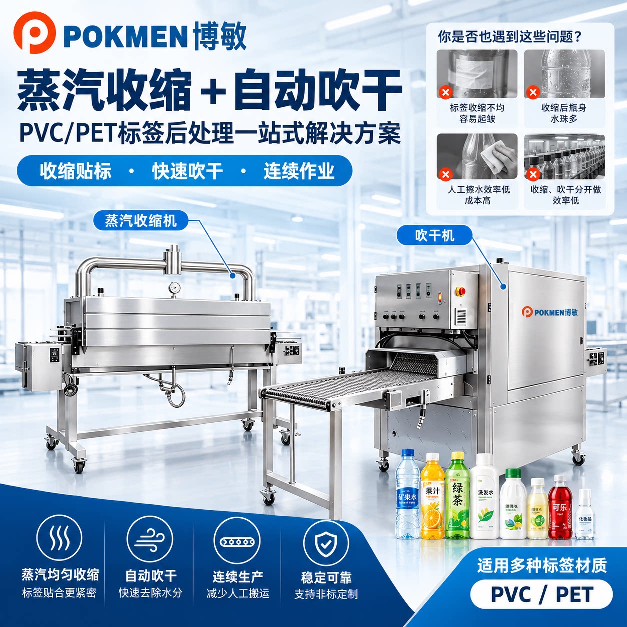 360蒸汽收缩机吹干机标签收缩吹干一体机PET/PVC标签专用支持定制