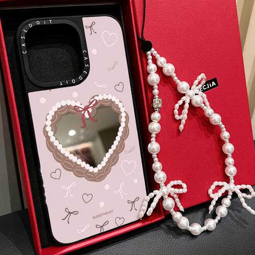 MagSafe磁吸甜心丝带条纹爱心适用iphone18手机壳17promax苹果16pro镜面15plus日韩ins时尚13/Air甜美