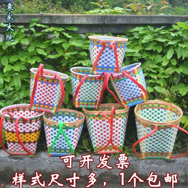 手工摄影背袋特色宝宝背兜鱼篓儿童背篓娄后背塑编竹楼框箩筐背篼