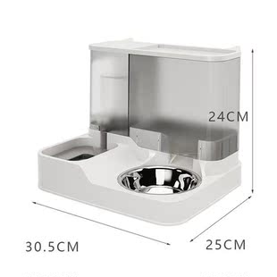 双碗一体式 碗饮水器食盆食具器狗狗猫咪猫自动喂食不锈钢宠物