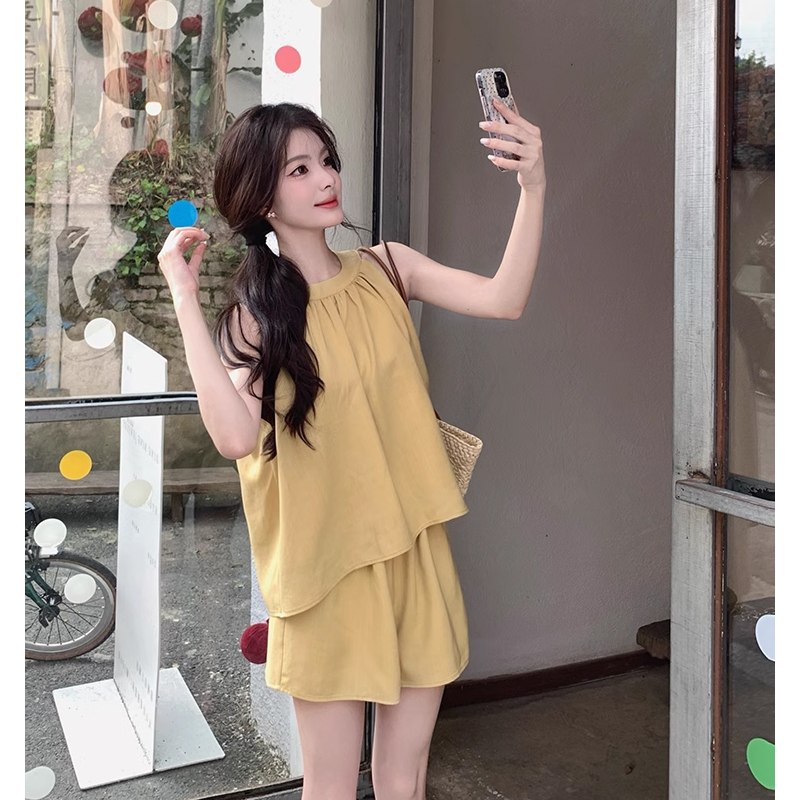 孕妇装两件套夏季时尚宽松显瘦休闲小清新无袖上衣+短裤夏款套装