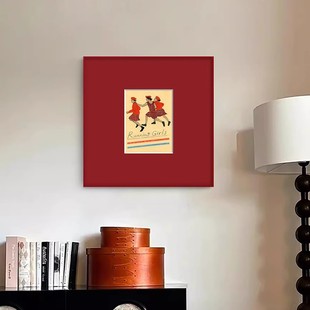 小众艺术装 东筱ART红色相框卡纸装 法式 Girls 饰画挂画 裱Running