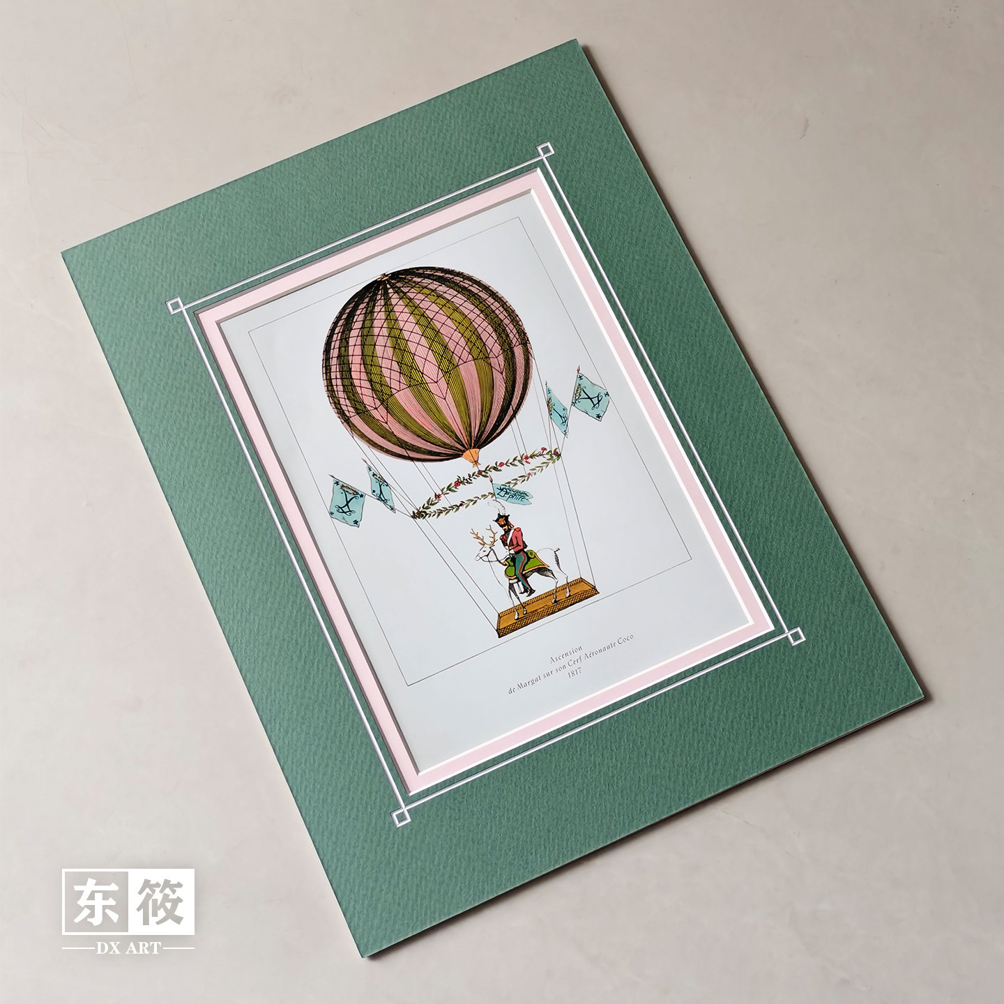 东筱ART十七世纪欧洲古董版画文艺复兴相框画芯卡纸装裱 氢气球