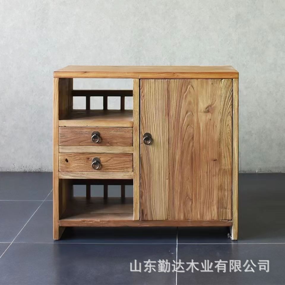 榆木客厅多层收纳实木餐边柜办公室待客茶吧柜家庭饮水桶收纳柜子