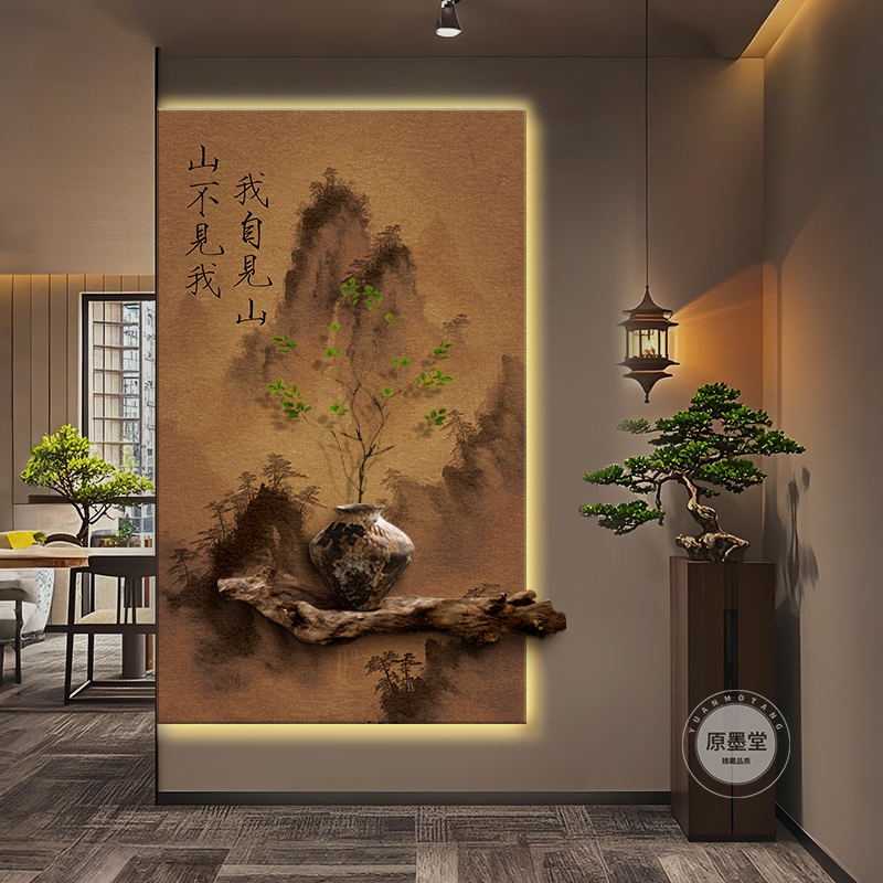 宋代美学挂画新中式玄关装饰画入户门走廊复古氛围布置山水画壁灯