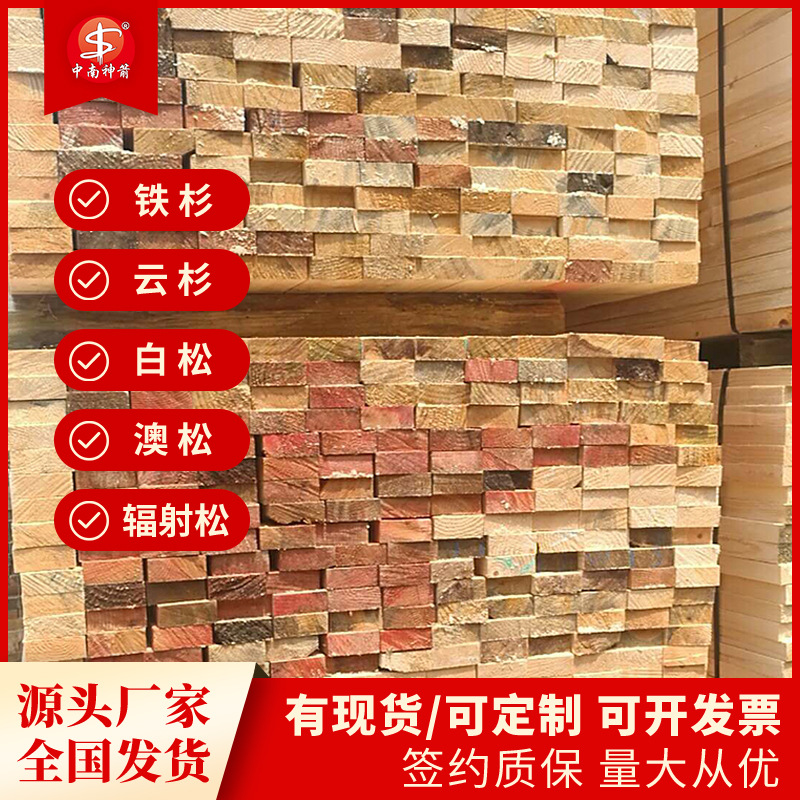 建筑木方厂家 工地建筑方木条 澳松白松云杉铁杉等材质 规格全
