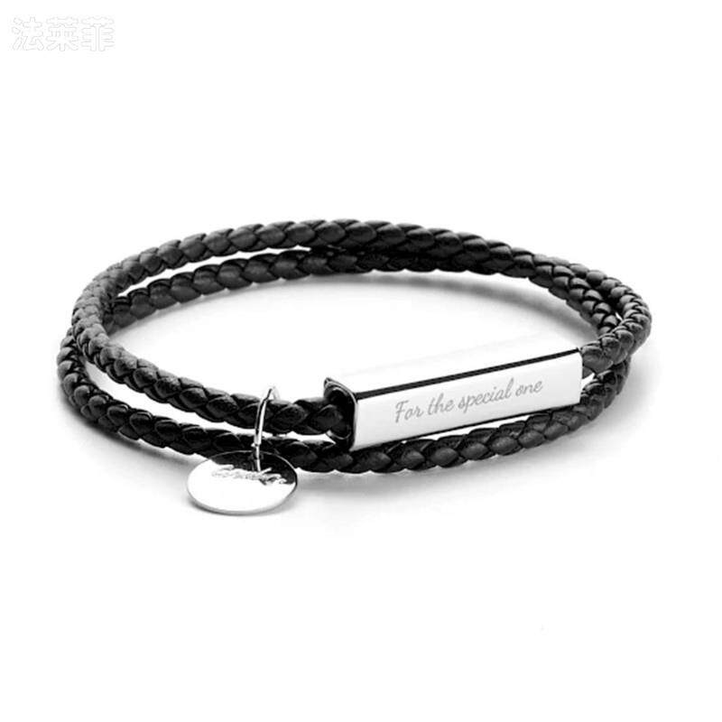 LETTERABLE COUPLE BRACELET BRACELET ONE MAN AND ONE WOMAN STAINLESS STEEL BRAIDED DOUBLE LOOP LEATHER BRACELET VALENTINES DAY GIFT IN