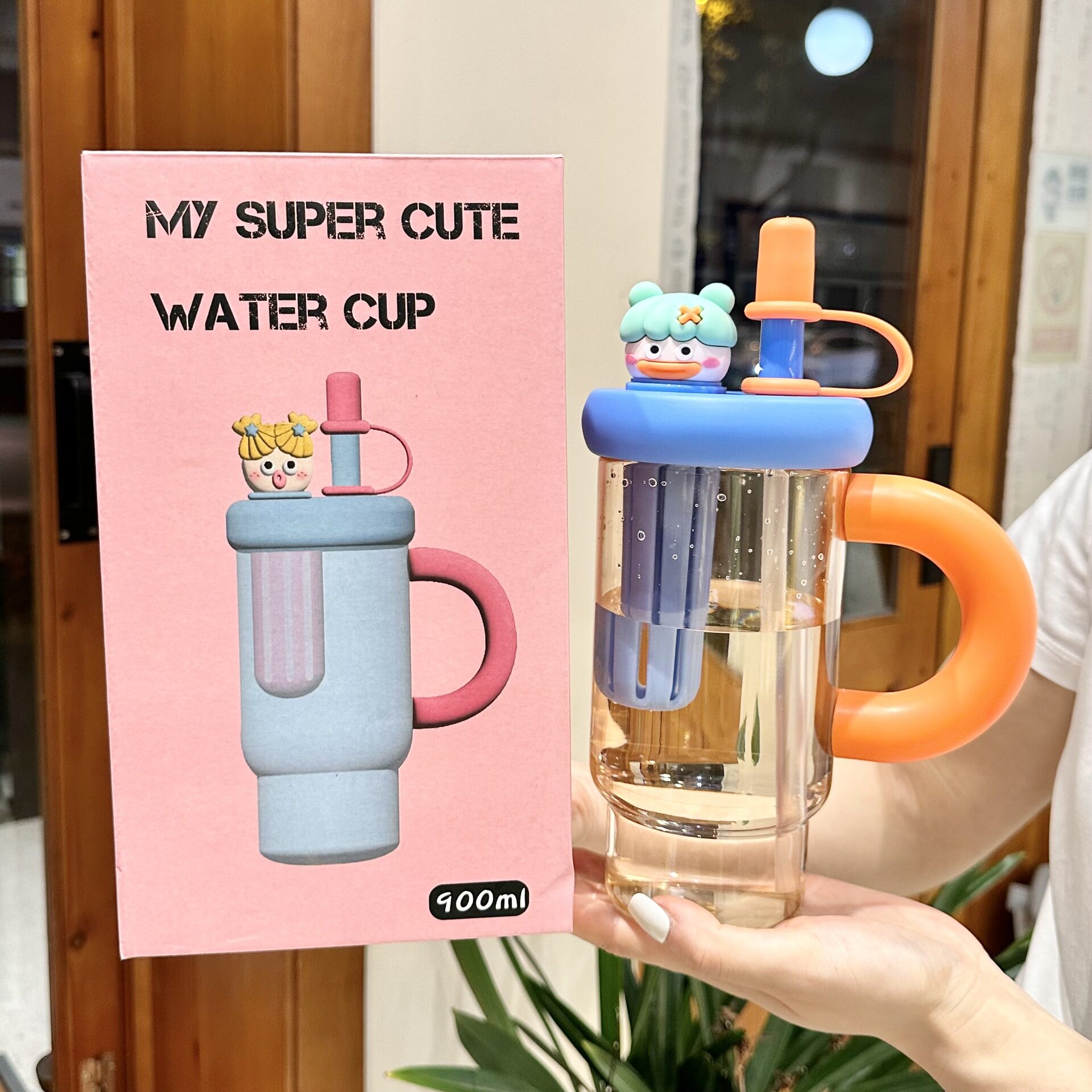 Portable Water Bottle Large Capacity Plastic Straw Water